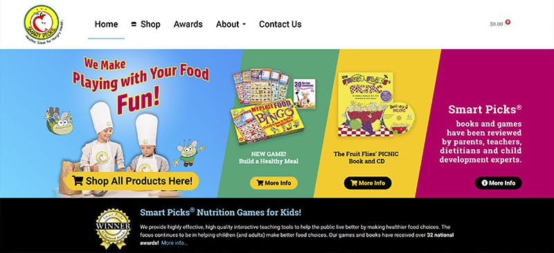 smart picks nutritional books and games for kids - website